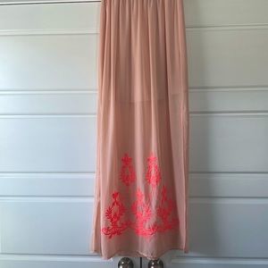 Long Sheer peach/hot pink skirt